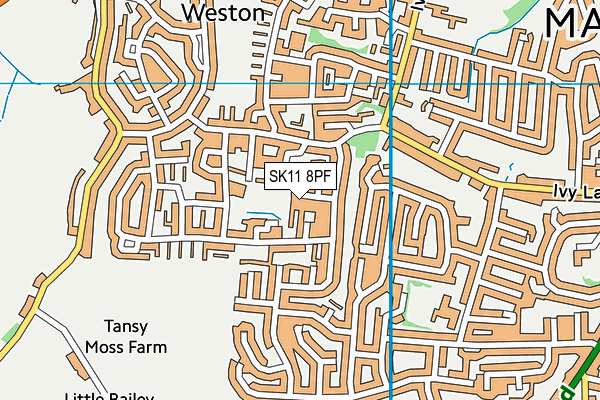 SK11 8PF map - OS VectorMap District (Ordnance Survey)