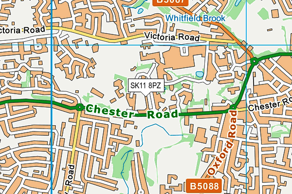 SK11 8PZ map - OS VectorMap District (Ordnance Survey)