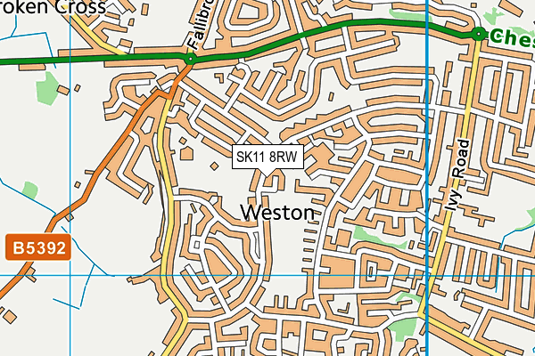 SK11 8RW map - OS VectorMap District (Ordnance Survey)
