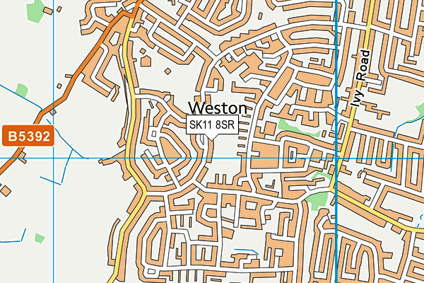 Weston Playing Field map (SK11 8SR) - OS VectorMap District (Ordnance Survey)