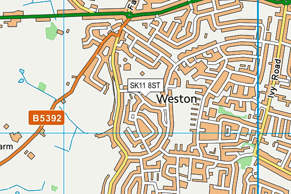 SK11 8ST map - OS VectorMap District (Ordnance Survey)