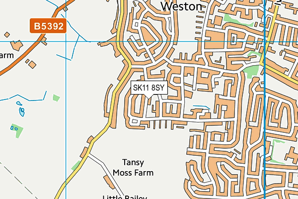 SK11 8SY map - OS VectorMap District (Ordnance Survey)