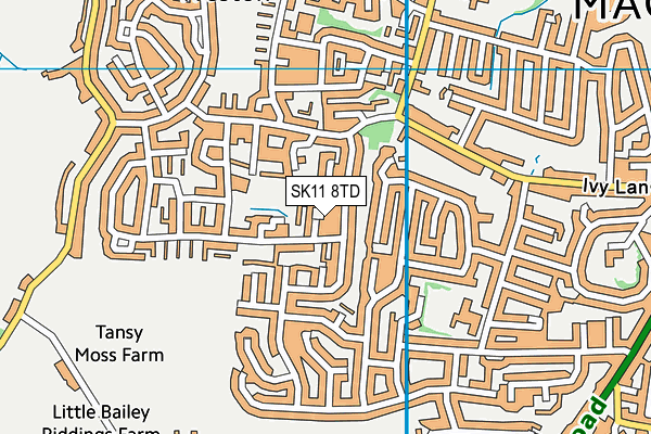 SK11 8TD map - OS VectorMap District (Ordnance Survey)