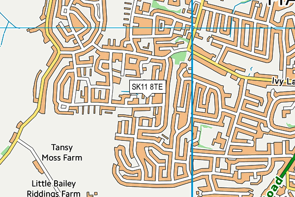 SK11 8TE map - OS VectorMap District (Ordnance Survey)