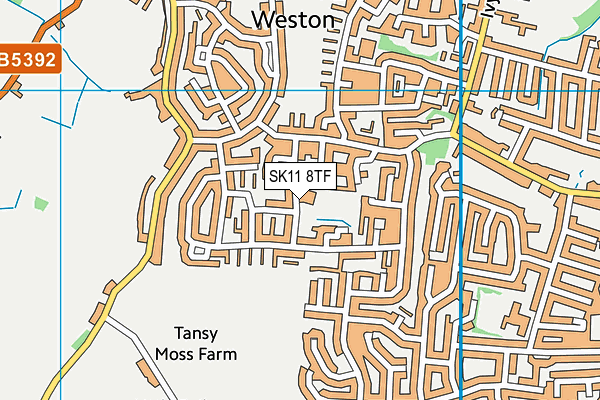 SK11 8TF map - OS VectorMap District (Ordnance Survey)