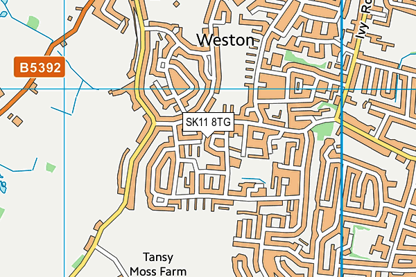 SK11 8TG map - OS VectorMap District (Ordnance Survey)