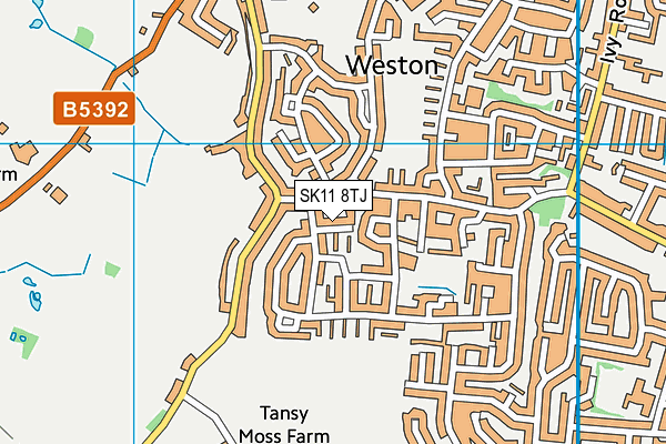 SK11 8TJ map - OS VectorMap District (Ordnance Survey)
