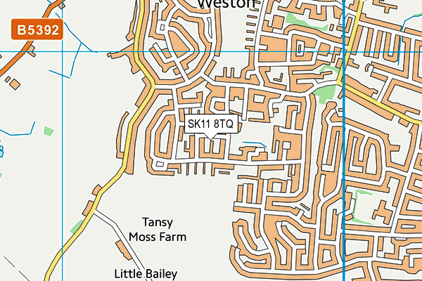 SK11 8TQ map - OS VectorMap District (Ordnance Survey)