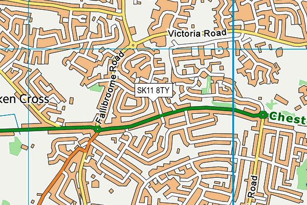SK11 8TY map - OS VectorMap District (Ordnance Survey)
