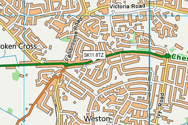 SK11 8TZ map - OS VectorMap District (Ordnance Survey)