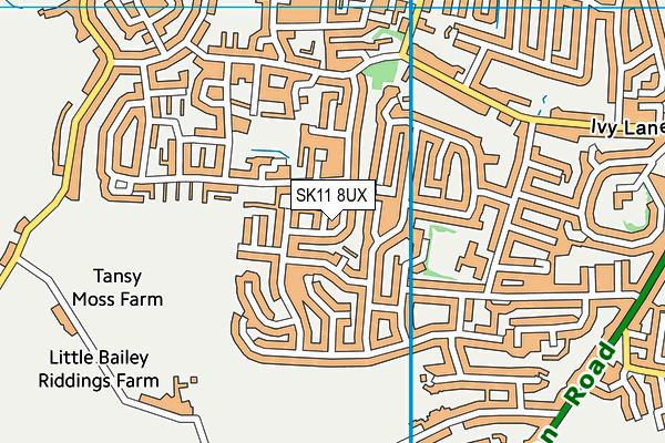 SK11 8UX map - OS VectorMap District (Ordnance Survey)
