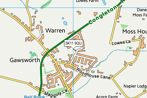 Gawsworth Primary School map (SK11 9QU) - OS VectorMap District (Ordnance Survey)
