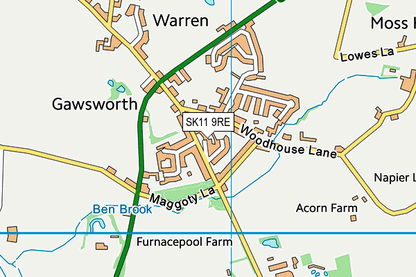 SK11 9RE map - OS VectorMap District (Ordnance Survey)