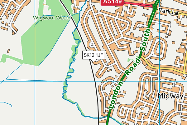 SK12 1JF map - OS VectorMap District (Ordnance Survey)