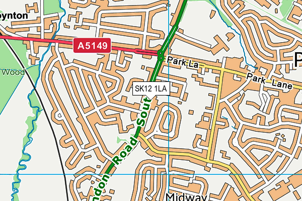 SK12 1LA map - OS VectorMap District (Ordnance Survey)