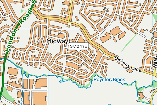 SK12 1YE map - OS VectorMap District (Ordnance Survey)