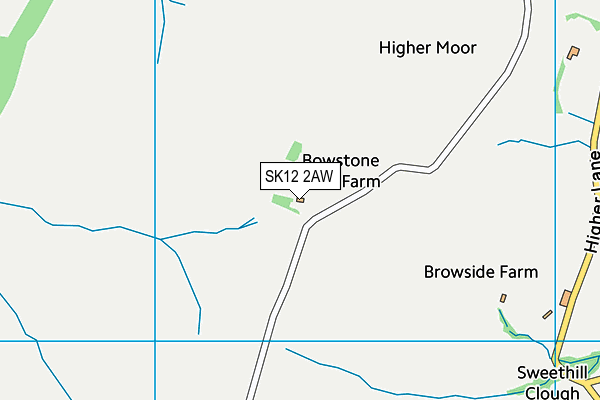 SK12 2AW map - OS VectorMap District (Ordnance Survey)