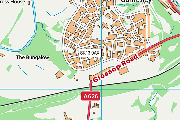 SK13 0AX map - OS VectorMap District (Ordnance Survey)