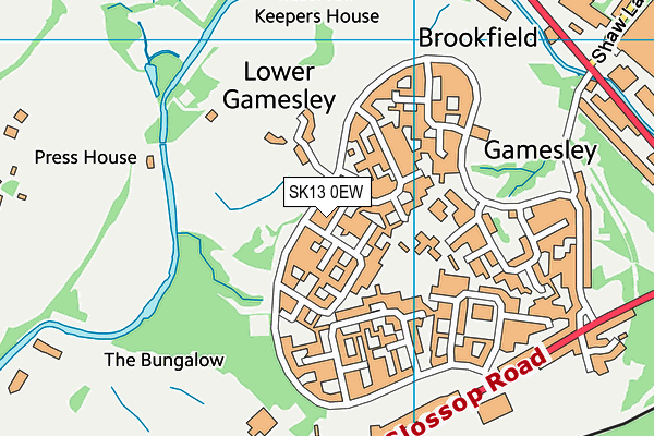 SK13 0EW map - OS VectorMap District (Ordnance Survey)