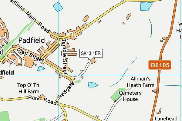 SK13 1ER map - OS VectorMap District (Ordnance Survey)