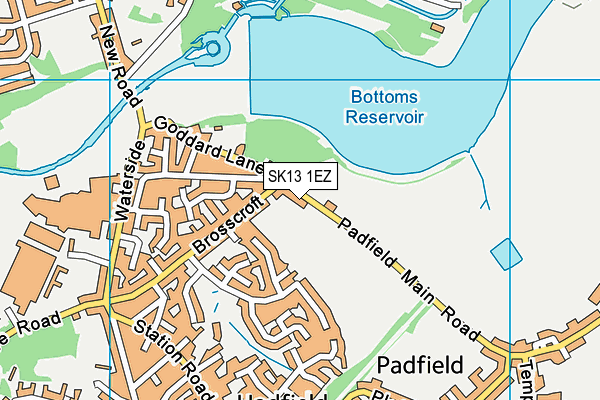 Hadfield Playing Field map (SK13 1EZ) - OS VectorMap District (Ordnance Survey)