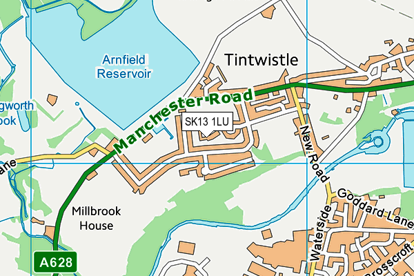 Tintwistle Cricket Club map (SK13 1LU) - OS VectorMap District (Ordnance Survey)