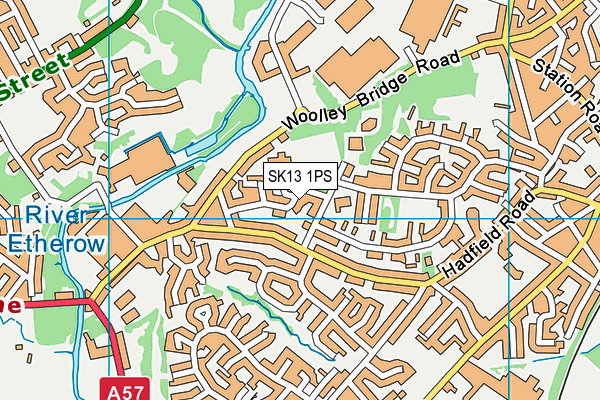 SK13 1PS map - OS VectorMap District (Ordnance Survey)
