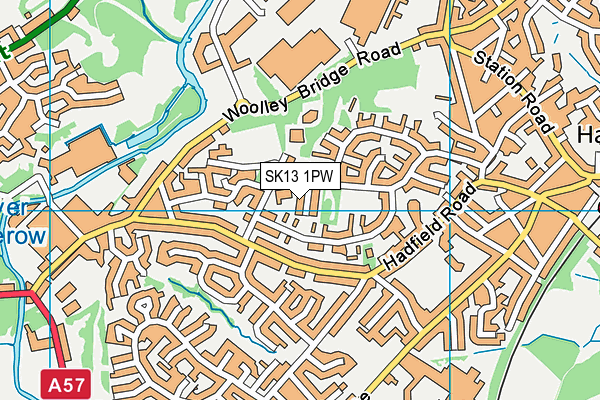SK13 1PW map - OS VectorMap District (Ordnance Survey)