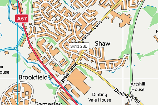 Brookfield Recreation Ground map (SK13 2BD) - OS VectorMap District (Ordnance Survey)