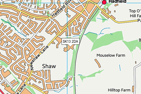 Glossopdale School (Hadfield Site) (Closed) map (SK13 2DA) - OS VectorMap District (Ordnance Survey)