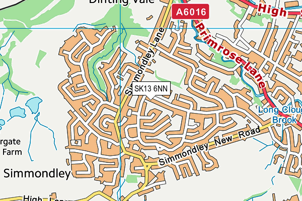 Simmondley Primary School map (SK13 6NN) - OS VectorMap District (Ordnance Survey)