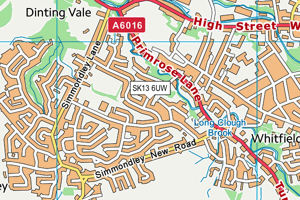 SK13 6UW map - OS VectorMap District (Ordnance Survey)