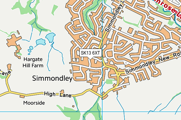 SK13 6XT map - OS VectorMap District (Ordnance Survey)