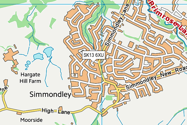 SK13 6XU map - OS VectorMap District (Ordnance Survey)