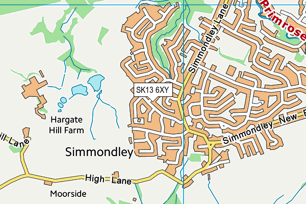 SK13 6XY map - OS VectorMap District (Ordnance Survey)
