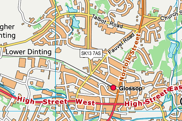 Glossop Cricket Club map (SK13 7AS) - OS VectorMap District (Ordnance Survey)