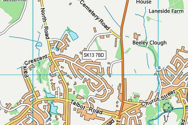 SK13 7BD map - OS VectorMap District (Ordnance Survey)