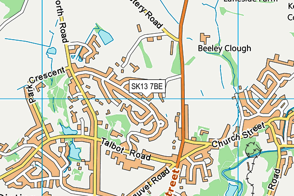 SK13 7BE map - OS VectorMap District (Ordnance Survey)