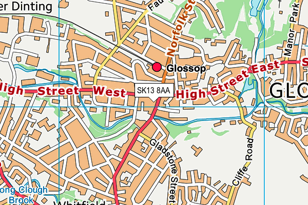 SK13 8AA map - OS VectorMap District (Ordnance Survey)