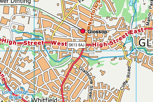 SK13 8AJ map - OS VectorMap District (Ordnance Survey)