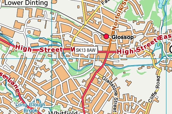 SK13 8AW map - OS VectorMap District (Ordnance Survey)