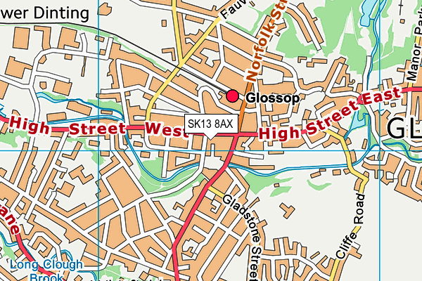 SK13 8AX map - OS VectorMap District (Ordnance Survey)