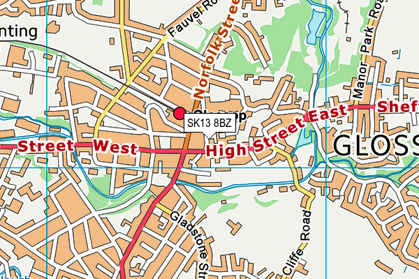 SK13 8BZ map - OS VectorMap District (Ordnance Survey)