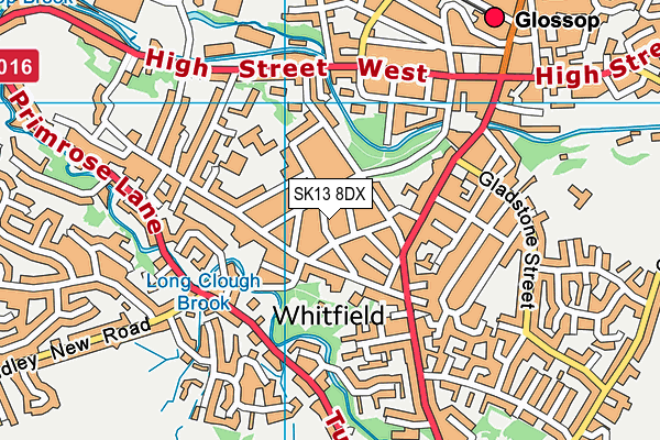 SK13 8DX map - OS VectorMap District (Ordnance Survey)