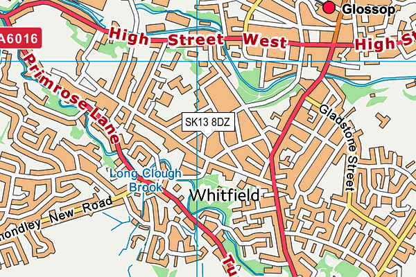 SK13 8DZ map - OS VectorMap District (Ordnance Survey)