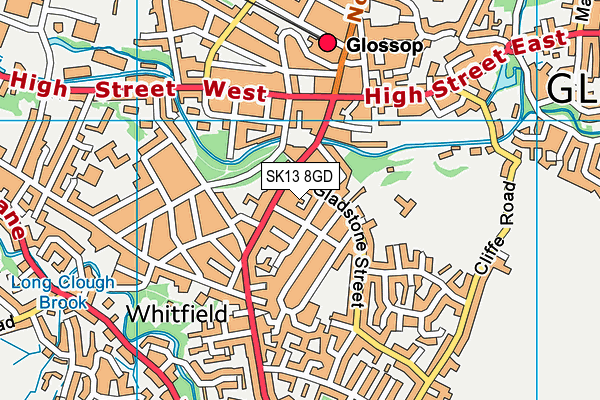 SK13 8GD map - OS VectorMap District (Ordnance Survey)