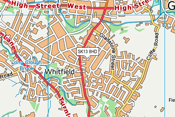 SK13 8HD map - OS VectorMap District (Ordnance Survey)