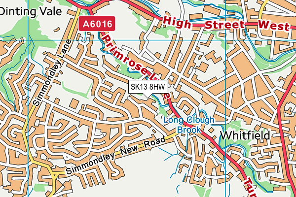 SK13 8HW map - OS VectorMap District (Ordnance Survey)