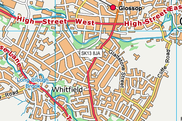 SK13 8JA map - OS VectorMap District (Ordnance Survey)