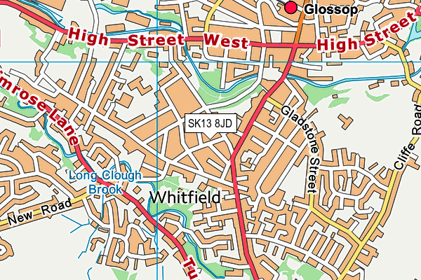 SK13 8JD map - OS VectorMap District (Ordnance Survey)